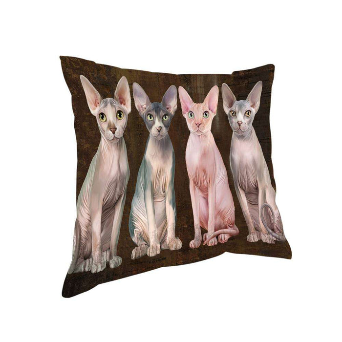 Rustic 4 Sphynx Cats Pillow PIL74100