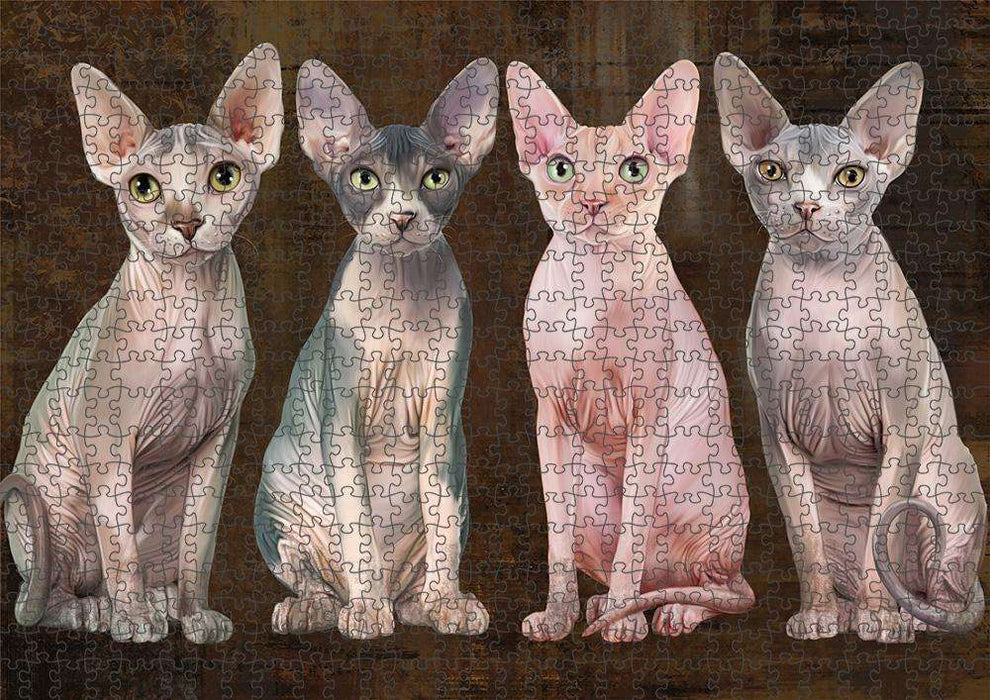 Rustic 4 Sphynx Cats Puzzle with Photo Tin PUZL84632
