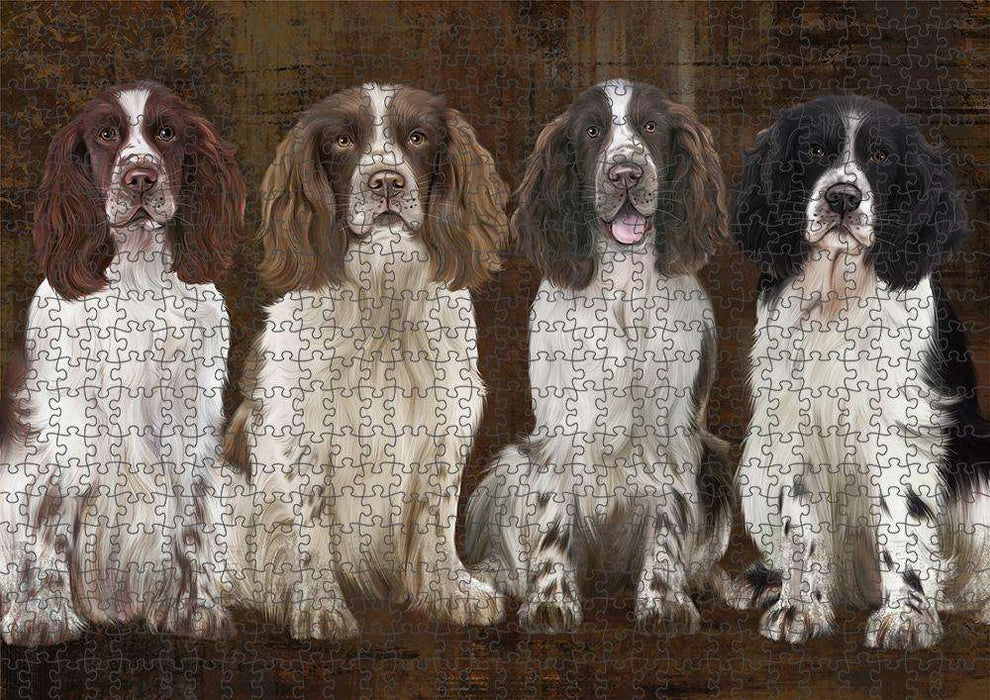 Rustic 4 Springer Spaniels Dog Puzzle with Photo Tin PUZL84636