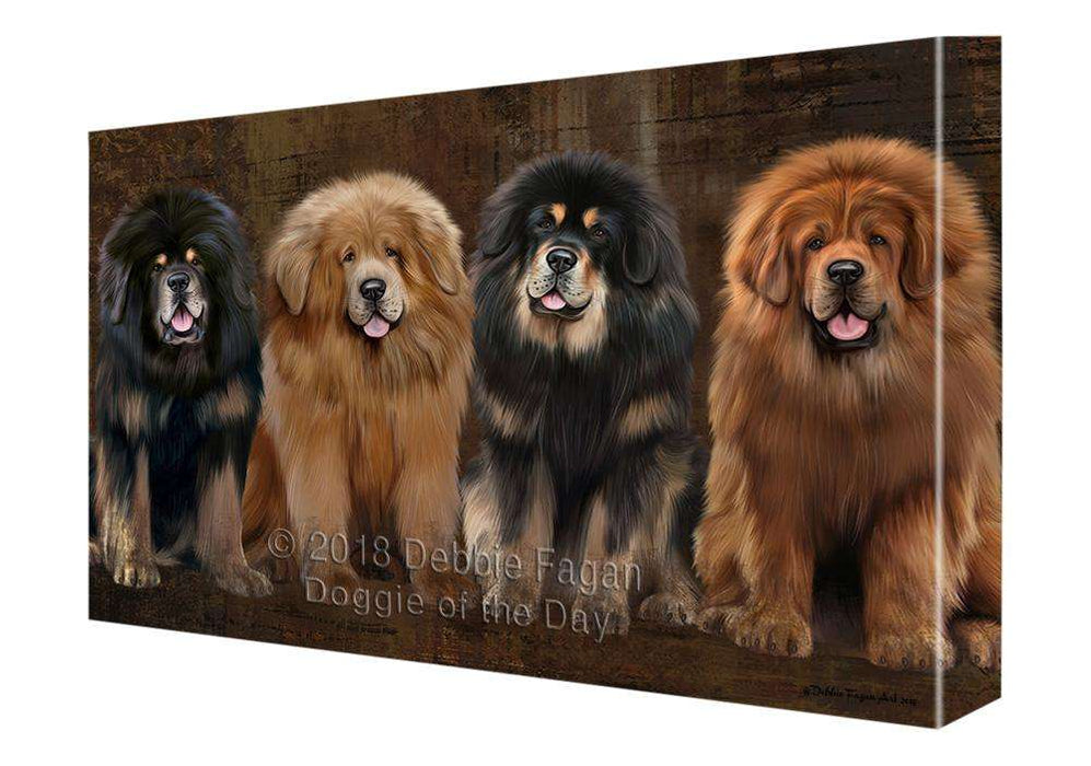 Rustic 4 Tibetan Mastiffs Dog Canvas Print Wall Art Décor CVS107189