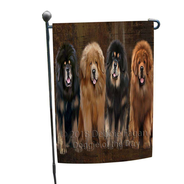 Rustic 4 Tibetan Mastiffs Dog Garden Flag GFLG54433