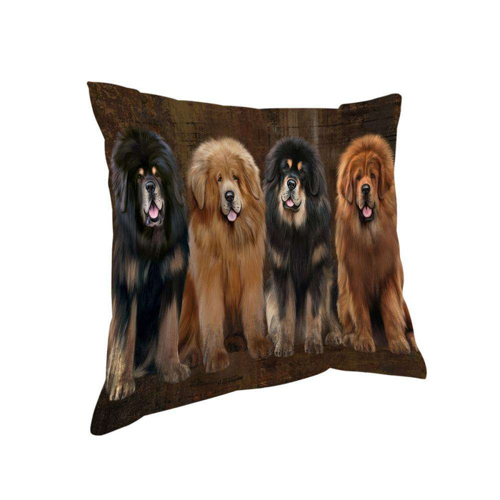 Rustic 4 Tibetan Mastiffs Dog Pillow PIL74108