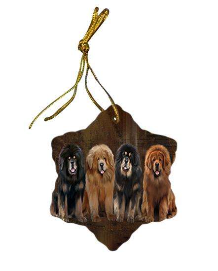 Rustic 4 Tibetan Mastiffs Dog Star Porcelain Ornament SPOR54362