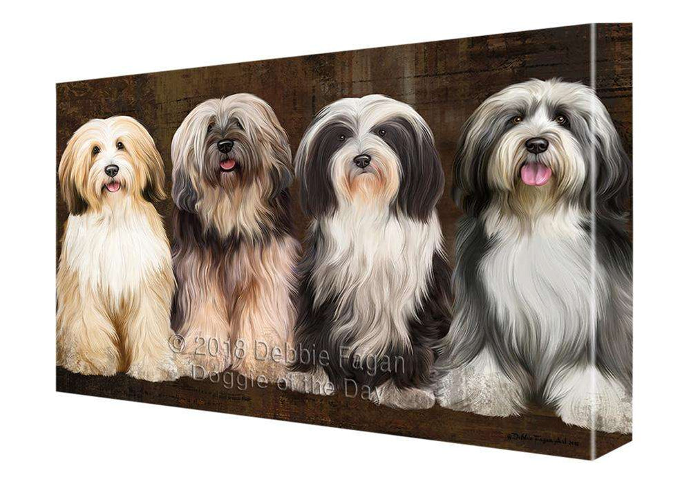 Rustic 4 Tibetan Terriers Dog Canvas Print Wall Art Décor CVS107198