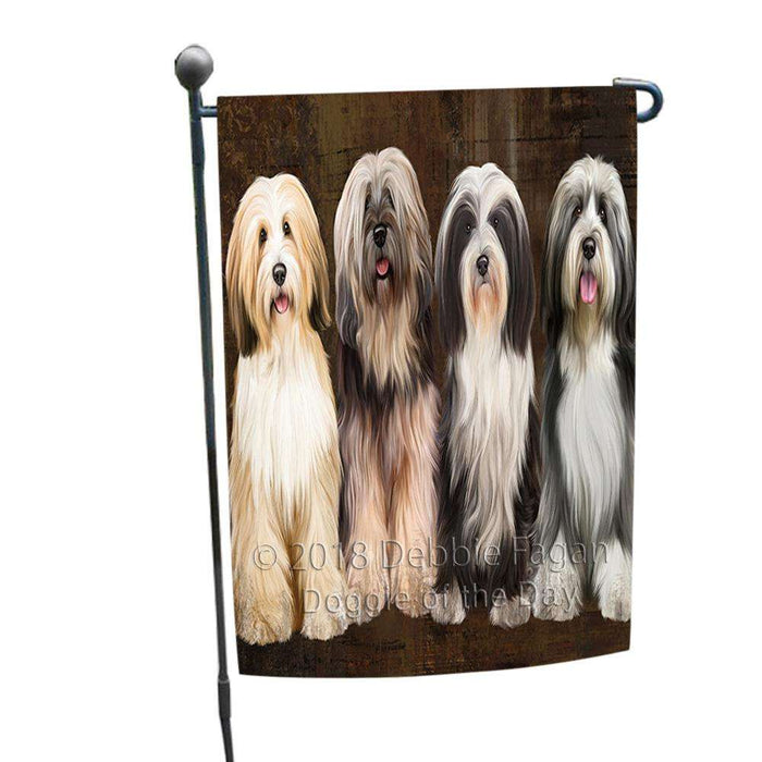 Rustic 4 Tibetan Terriers Dog Garden Flag GFLG54434