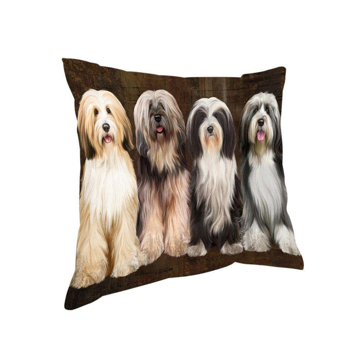 Rustic 4 Tibetan Terriers Dog Pillow PIL74112