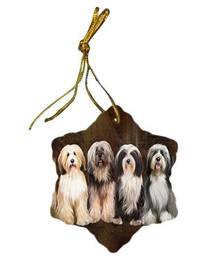 Rustic 4 Tibetan Terriers Dog Star Porcelain Ornament SPOR54363