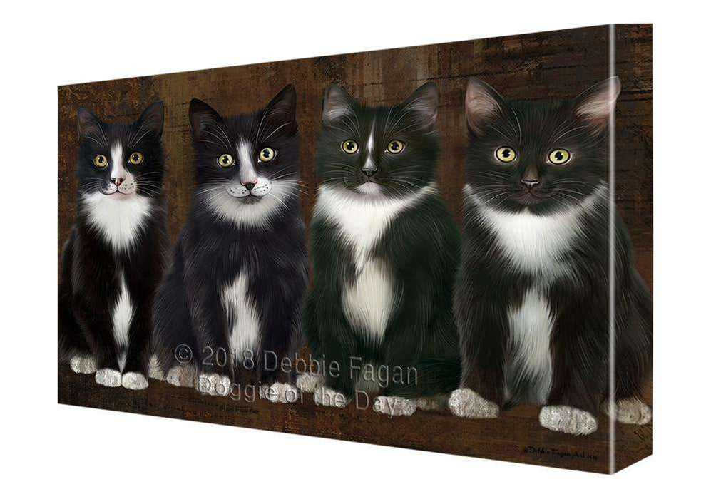 Rustic 4 Tuxedo Cats Canvas Print Wall Art Décor CVS107207