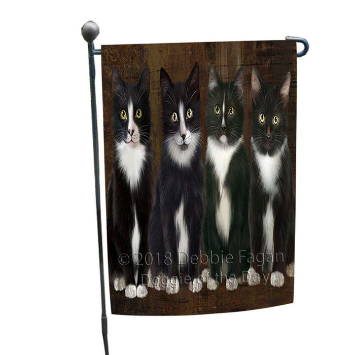 Rustic 4 Tuxedo Cats Garden Flag GFLG54435