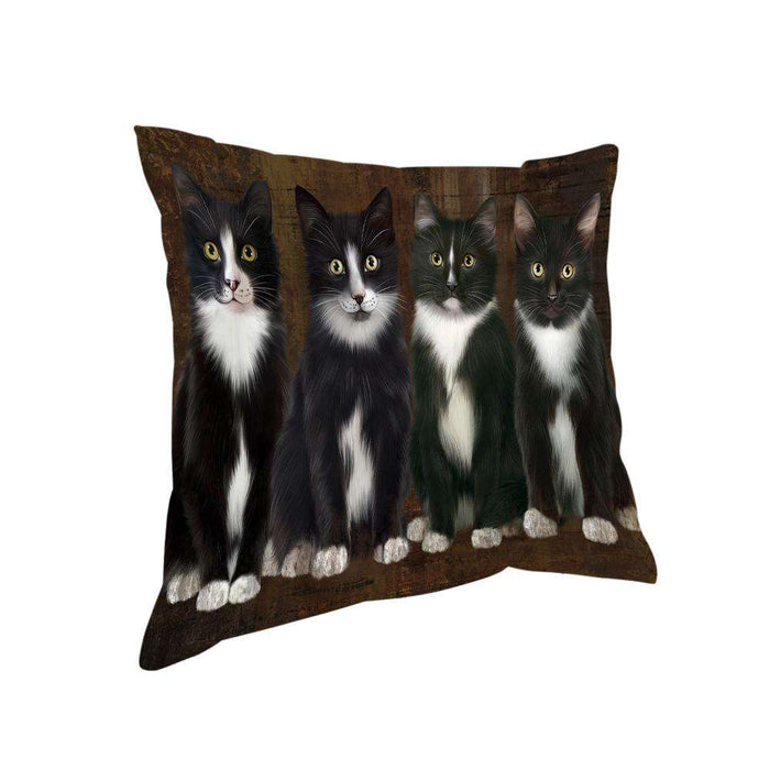 Rustic 4 Tuxedo Cats Pillow PIL74116