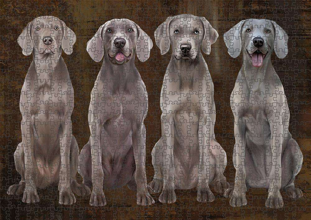 Rustic 4 Weimaraners Dog Puzzle with Photo Tin PUZL84652