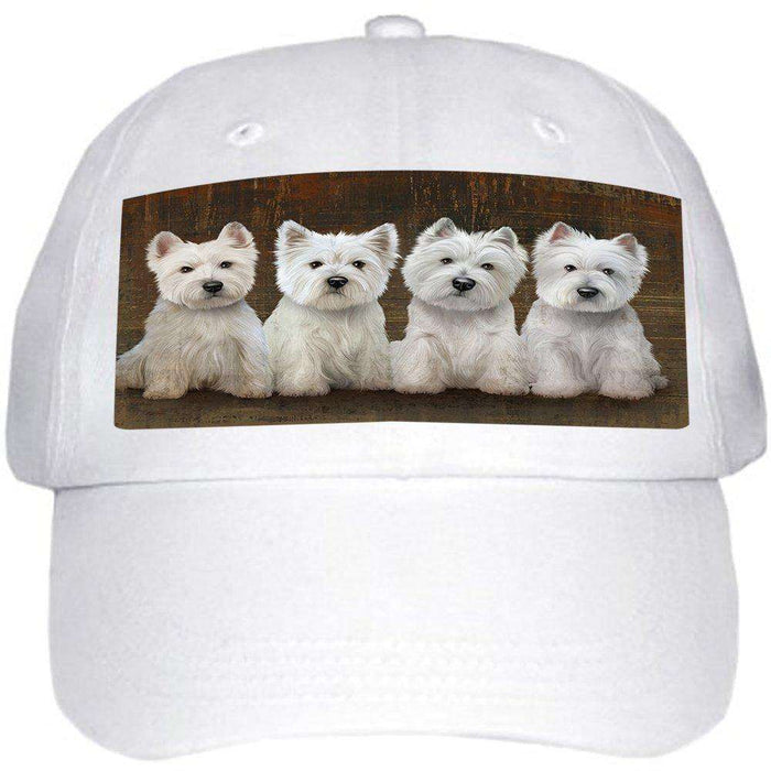 Rustic 4 West Highland White Terriers Dog Ball Hat Cap HAT48546