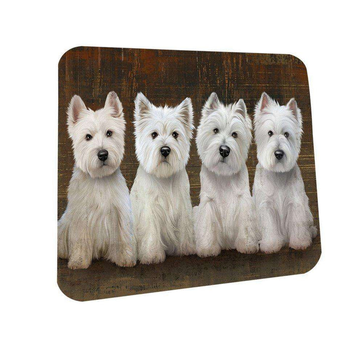 Rustic 4 West Highland White Terriers Dog Coasters Set of 4 CST48230