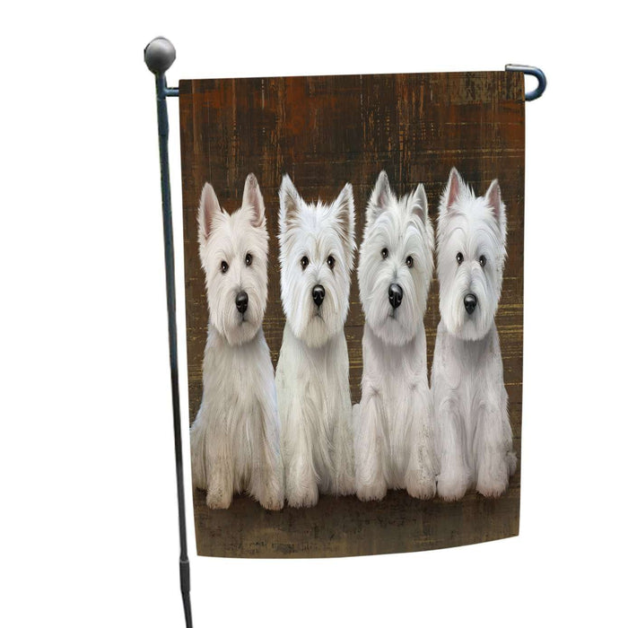 Rustic 4 West Highland White Terriers Dog Garden Flag GFLG48163