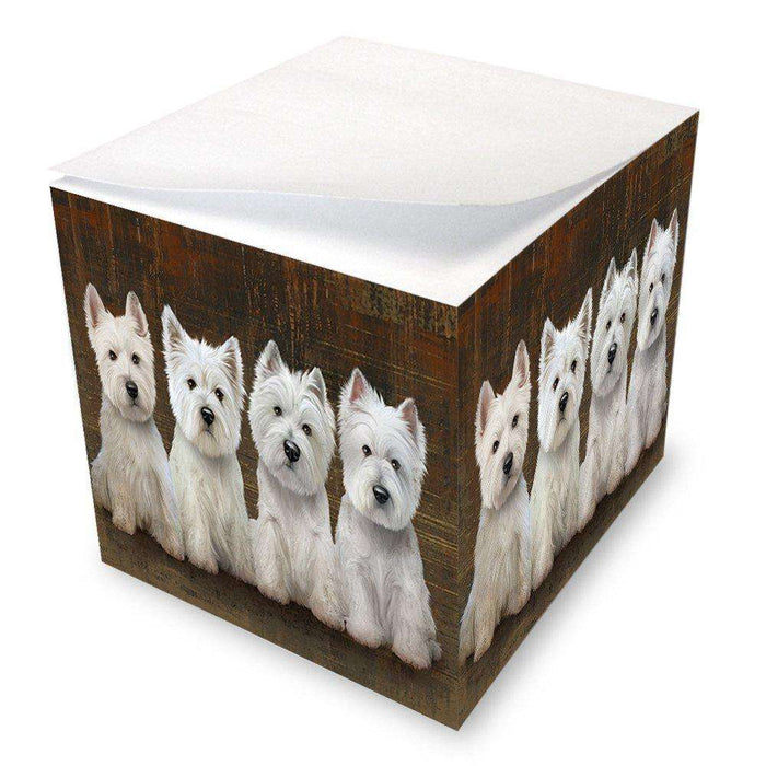 Rustic 4 West Highland White Terriers Dog Note Cube NOC48271