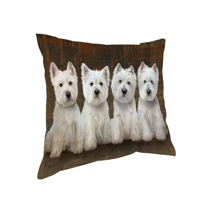 Rustic 4 West Highland White Terriers Dog Pillow PIL49136