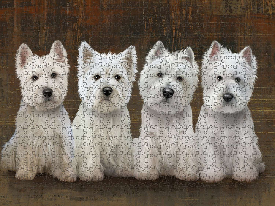 Rustic 4 West Highland White Terriers Dog Puzzle with Photo Tin PUZL48666