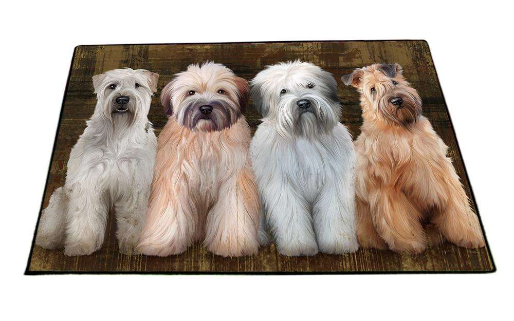 Rustic 4 Wheaten Terriers Dog Floormat FLMS49980