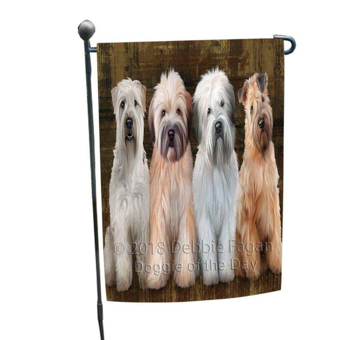 Rustic 4 Wheaten Terriers Dog Garden Flag GFLG49408