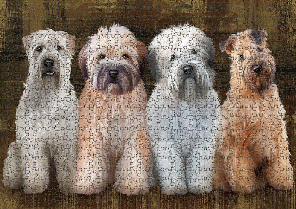 Rustic 4 Wheaten Terriers Dog Puzzle with Photo Tin PUZL52101