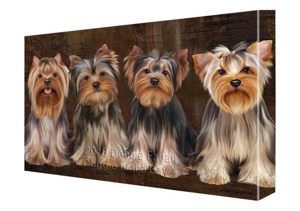 Rustic 4 Yorkshire Terriers Dog Canvas Print Wall Art Décor CVS107225