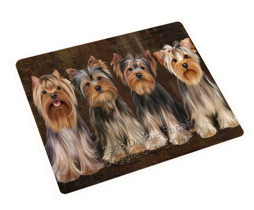 Rustic 4 Yorkshire Terriers Dog Cutting Board C67569