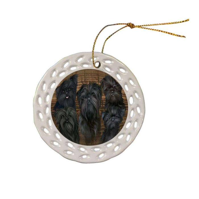 Rustic 5 Affenpinschers Dog Ceramic Doily Ornament DPOR50285