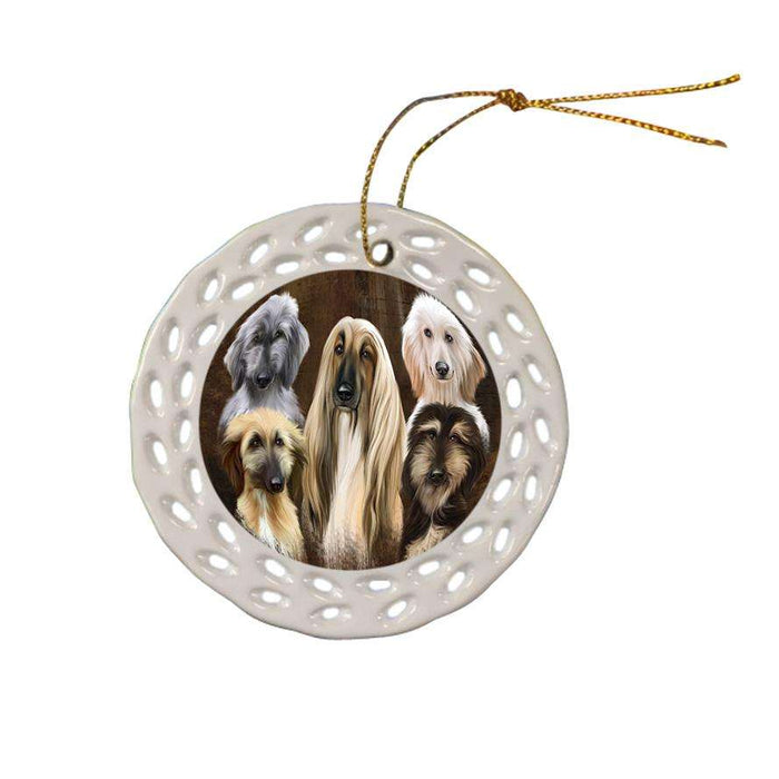 Rustic 5 Afghan Hound Dog Ceramic Doily Ornament DPOR54122