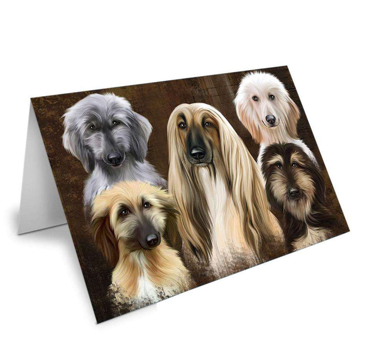 Rustic 5 Afghan Hound Dog Handmade Artwork Assorted Pets Greeting Cards and Note Cards with Envelopes for All Occasions and Holiday Seasons GCD66395