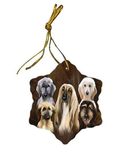 Rustic 5 Afghan Hound Dog Star Porcelain Ornament SPOR54113