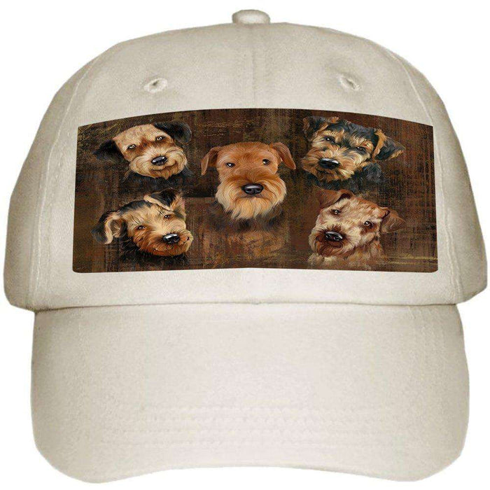 Rustic 5 Airedales Dog Ball Hat Cap HAT48291