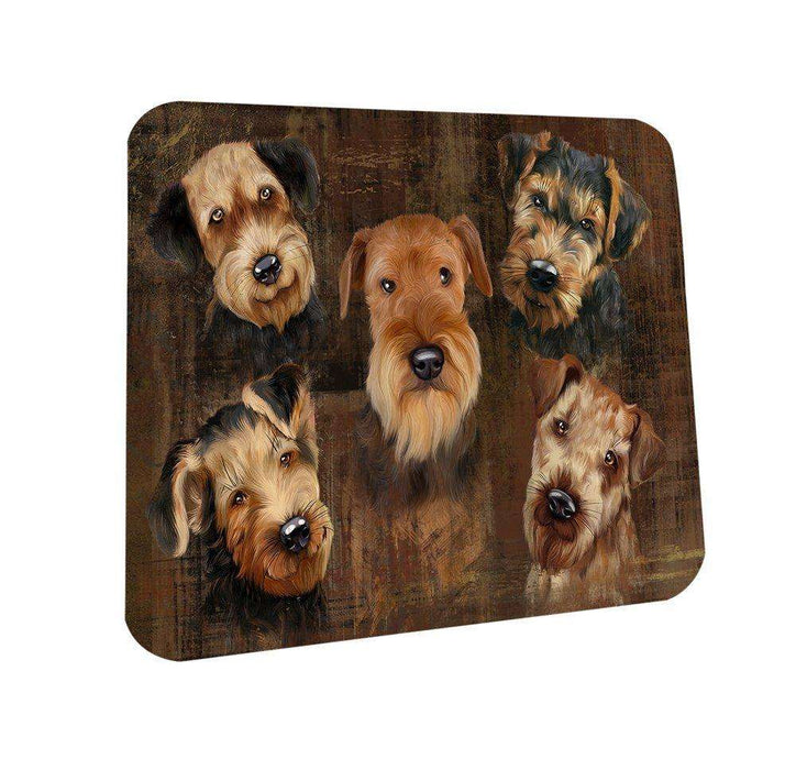 Rustic 5 Airedales Dog Coasters Set of 4 CST48145