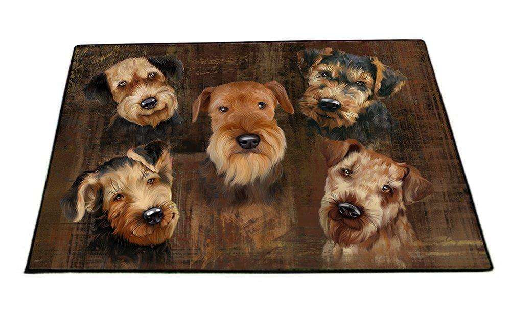 Rustic 5 Airedales Dog Floormat FLMS48279