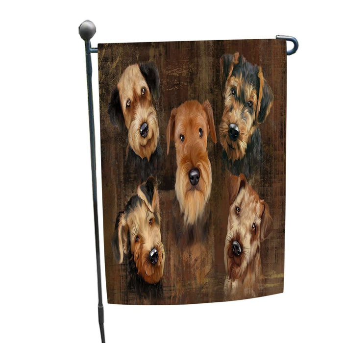 Rustic 5 Airedales Dog Garden Flag GFLG48279