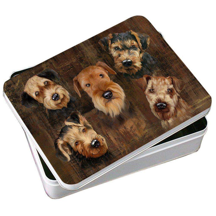 Rustic 5 Airedales Dog Photo Storage Tin PITN48186