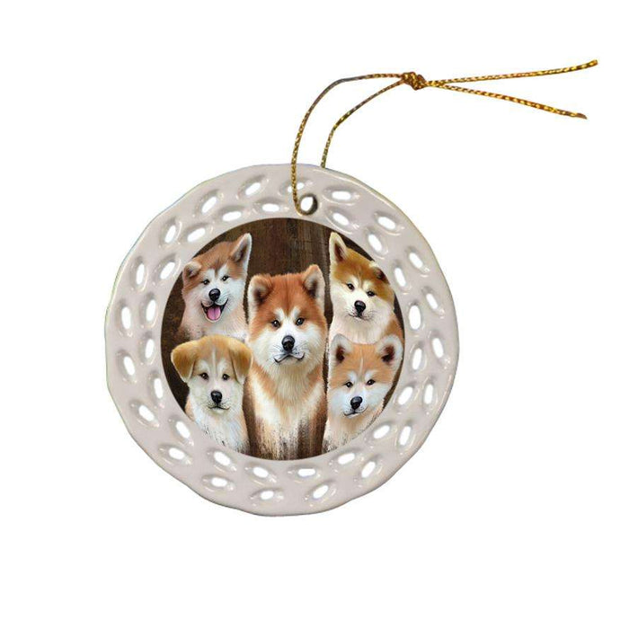 Rustic 5 Akita Dog Ceramic Doily Ornament DPOR54123