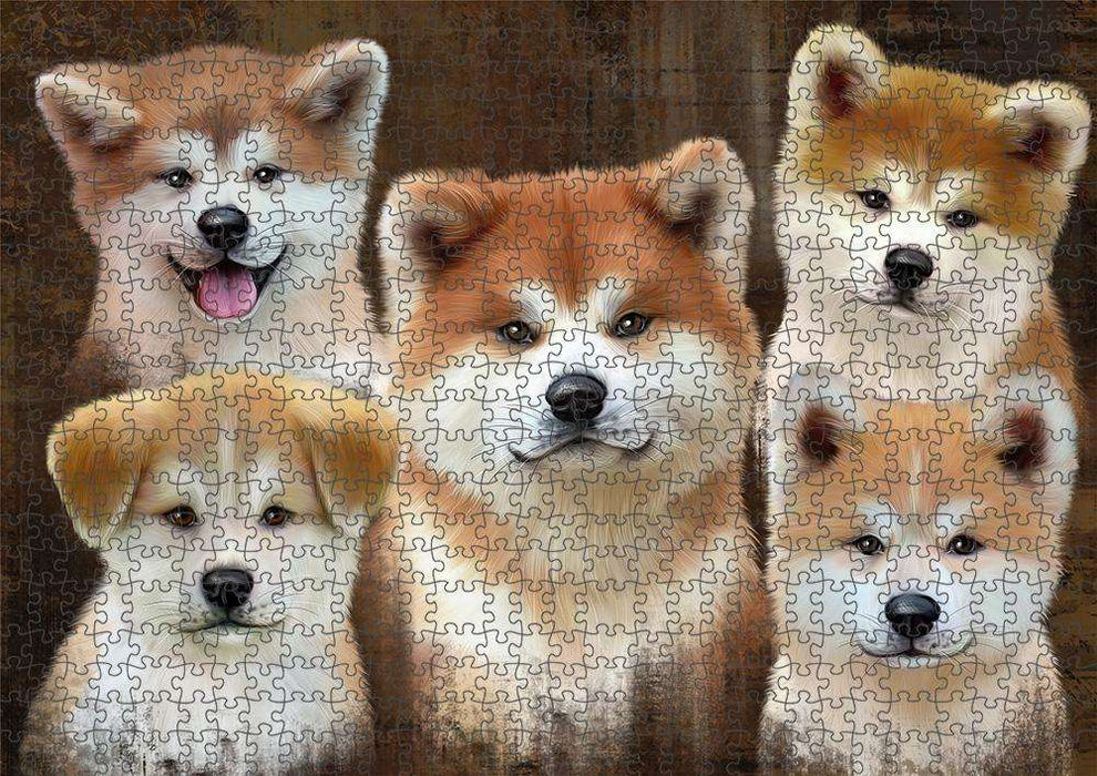 Rustic 5 Akita Dog Puzzle with Photo Tin PUZL83648