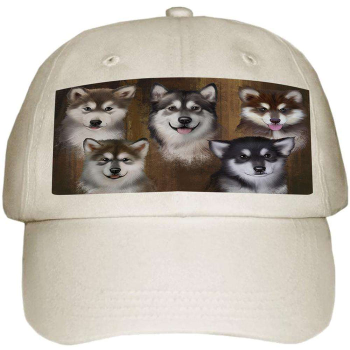 Rustic 5 Alaskan Malamutes Dog Ball Hat Cap HAT52053