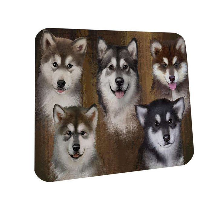 Rustic 5 Alaskan Malamutes Dog Coasters Set of 4 CST49495