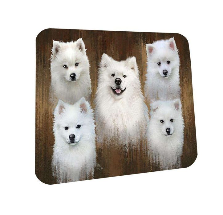 Rustic 5 American Eskimos Dog Coasters Set of 4 CST49496
