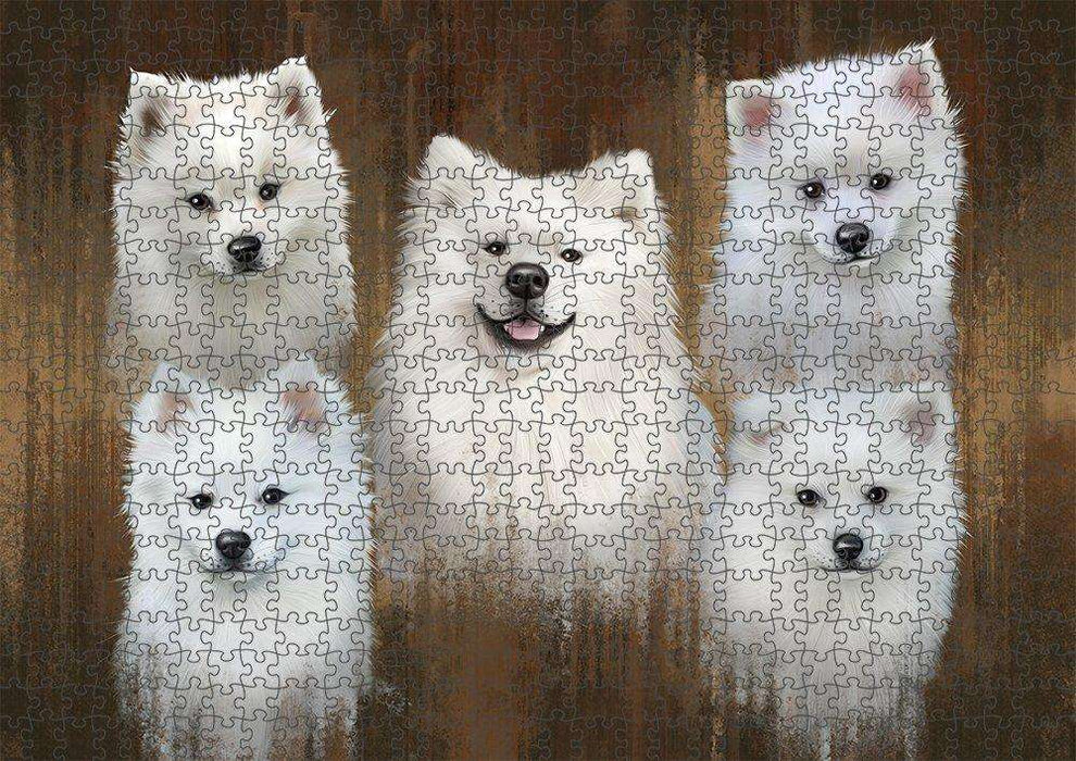 Rustic 5 American Eskimos Dog Puzzle with Photo Tin PUZL52107
