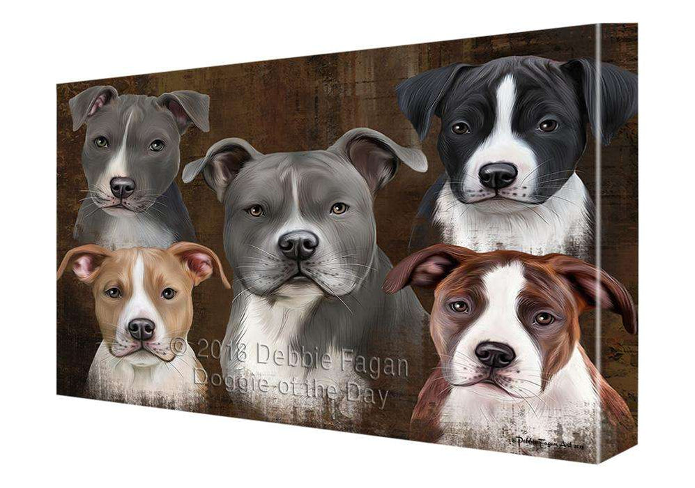 Rustic 5 American Staffordshire Terrier Dog Canvas Print Wall Art Décor CVS104966