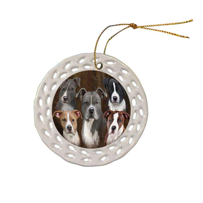 Rustic 5 American Staffordshire Terrier Dog Ceramic Doily Ornament DPOR54124