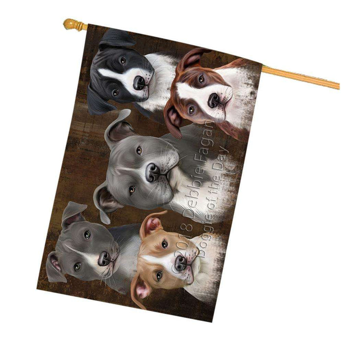 Rustic 5 American Staffordshire Terrier Dog House Flag FLG54322