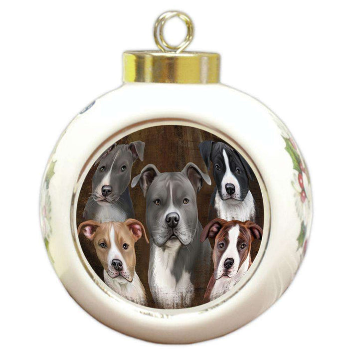 Rustic 5 American Staffordshire Terrier Dog Round Ball Christmas Ornament RBPOR54124