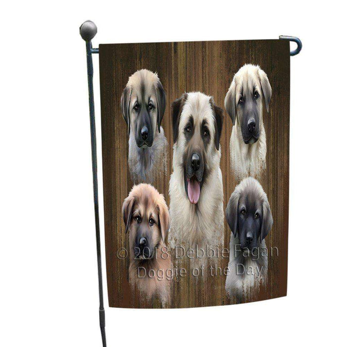 Rustic 5 Anatolian Shepherds Dog Garden Flag GFLG49367