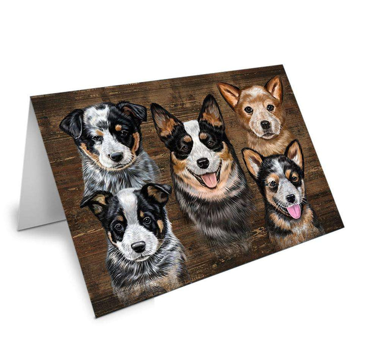 Rustic 5 Australian Cattle Dogs Handmade Artwork Assorted Pets Greeting Cards and Note Cards with Envelopes for All Occasions and Holiday Seasons GCD52646