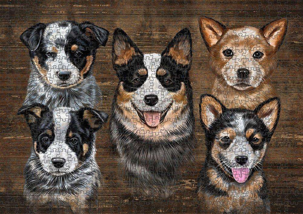 Rustic 5 Australian Cattle Dogs Puzzle with Photo Tin PUZL52113