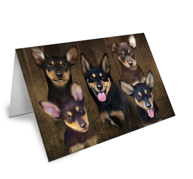 Rustic 5 Australian Kelpies Dog Handmade Artwork Assorted Pets Greeting Cards and Note Cards with Envelopes for All Occasions and Holiday Seasons GCD52649