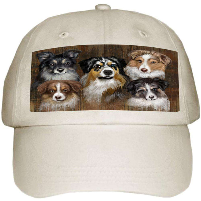 Rustic 5 Australian Shepherds Dog Ball Hat Cap HAT52068